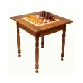 Стол шахматный, темный лак , 72*72 см, резные ножки (бех фигур)