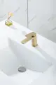 Смеситель для раковины с фиксированным изливом Frap H87 F1087-3 золотой сатин, латунь