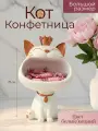 Конфетница кот с открытым ртом из гипса для конфет, монет и бижутерии
