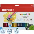 Карандаши цветные 36 цветов Kores Kolores (L=175мм, D=6.9мм, d=2.9мм, 3гр) + точилка (93336.01), 4 уп.