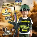 Военный набор для мальчика Play Okay автомат с боекомплектом, 8 предметов, игровой набор военной камуфляжной формы для детей, хаки