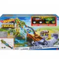 Mattel Hot Wheels Monster Trucks Wreckin'Raceway/ Гоночная трасса Wreckin' с снежным человеком и гангстером