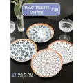 Набор тарелок Iva vie, керамика/фарфор, для сервировки, с бортиком, 20,5 см, 4 шт, с красивыми узорами