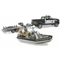 Полицейский пикап Bruder Dodge RAM 2500 с прицепом лодкой и фигурками 02507