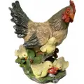Садовая фигурка для сада и дачи Курица с 4-мя цыплятами коричневая 36х30х24