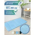Коврик для ванной комнаты и туалета 50х80 см VILINA мягкий текстильный противоскользящий ворсовый влаговпитывающий Велюр голубой