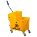 Тележка уборочная OfficeClean Professional, 2 секции, ведро 20л, механический отжим, желтая (260496)