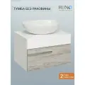 Тумба под раковину Runo Вудлайн 65 00-00001009 подвесная Белая Дуб скандинавский МДФ / ЛДСП белый с ящиками Россия