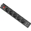 Сетевой фильтр DEFENDER DFS 753, 5 розеток, 2 разъема USB, 3 м, черный, 99753