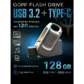 Флешка QOPP USB 3.2 Type-C, 128ГБ, серебристый, металлический корпус