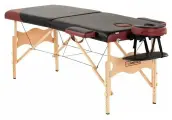 Массажный стол US Medica Samurai, черный/бордовый, 2 секции, с подголовником и полкой