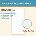 Холст грунтованный на подрамнике 80х160 см, 420 г/м2, лен 50%, хлопок 50%, крупное зерно, Холстофф
