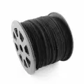 Шнур из искусственной замши, около 3х1.5мм, плоский, черный, 85 метров, катушка