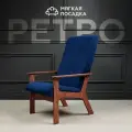 Кресло для отдыха РЕТРО от Мягкой посадки с высокой спинкой и подлокотниками, обивка синий велюр