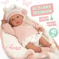 Кукла reborn пупс девочка с 14 звуковыми эффектами, Arias elegance большая 40 см мягконабивная испанская силиконовая виниловая, 1 шт.