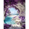 Алмазная мозаика на подрамнике 40x50 см. BoomBoomShop. Пещера в сиреневую лагуну